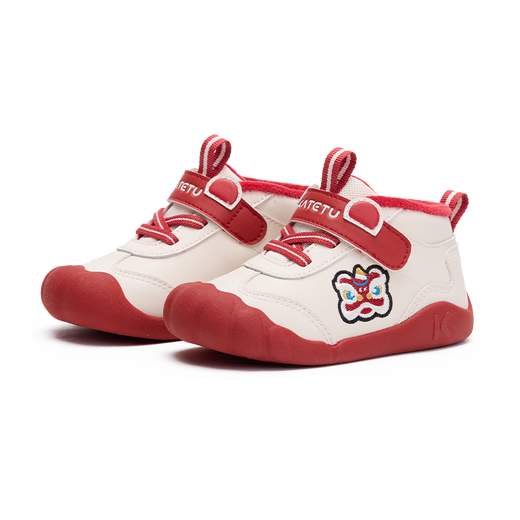 Carter Rabbit Baby Toddler Shoes 2025 Winter New Baby Children's Shoes New Year Red Barefoot Training Plus Velvet Warm Cotton Shoes X5DE023