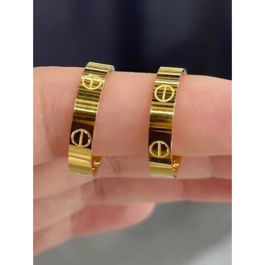 Centennial ancient craftsmanship gold-coated silver ring light luxury style ring ancient method plain ring gold-coated silver ring for men and women Hong Kong code No. 9, exquisite thickened and widened style