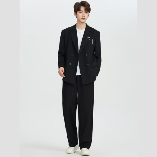 DK high-end men's suit suit men's casual loose handsome performance suit dress suit jacket engagement wedding suit forest black single jacket S (100-115Jin Jin equals 0.5 kg)