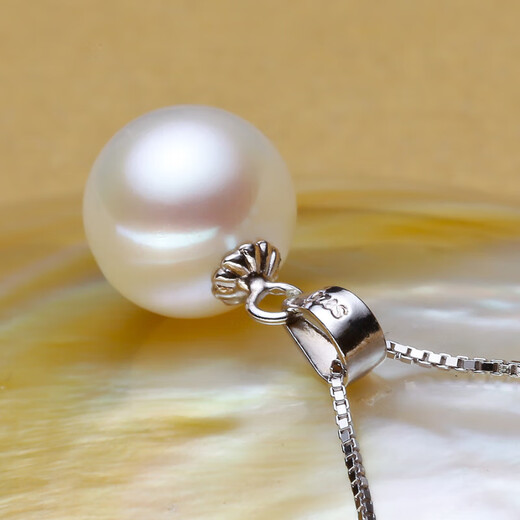 Mengdong quality pearl pendant freshwater mother-of-pearl single clavicle chain classic simple 925 silver necklace pendant 14mm15mm