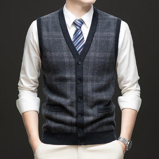 Ordo Cashmere Vest Men's Thickened Wool Sweater Warm Sleeveless Dad's Clothing Middle-aged and Elderly Clothes Sweater Armor for Men Mituo XL 180