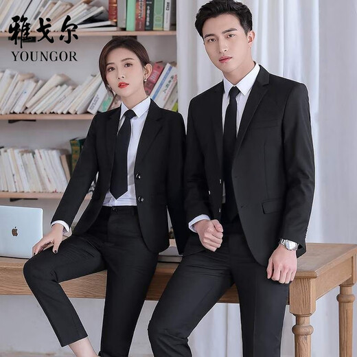 CEO雅戈尔西装套装男女高端气质秋冬职业装正装酒店西服教师面试工作 女藏青西装+裤子 XL