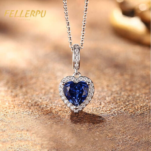 Philop Necklace Women's Sapphire Pendant Valentine's Day Gift for Wife and Girlfriend Birthday Gift Royal Blue