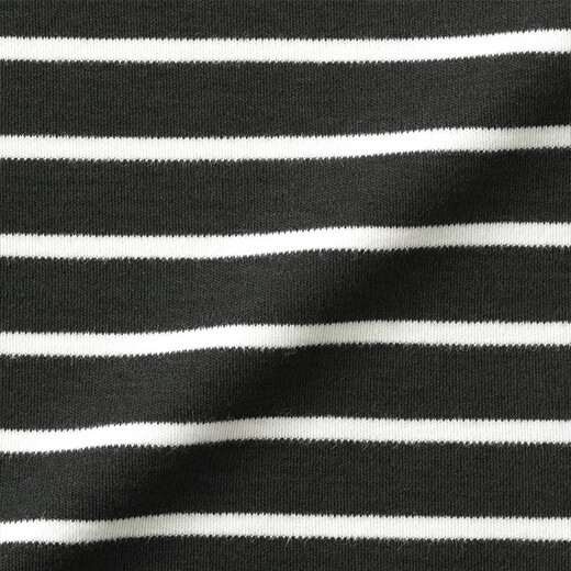 MUJI Big Children's Fleece Round Neck Long Sleeve T-shirt Children's Bottoming Shirt Children's 25 Years Winter CB1P7A5A Black Stripes 130/64A