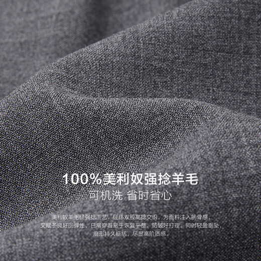 By Creations Machine washable wool suit men's business commuting formal wear anti-wrinkle easy care wedding dress suit smoke gray 48