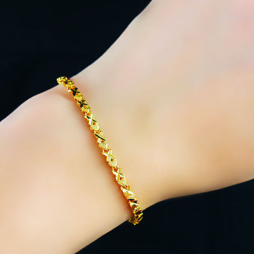 Lan Lian Hong Kong Duty Free Gold Bracelet for Women 9999 Pure Gold Pure Gold Bracelet with High Details and Free Rings and Earrings Linglong Bracelet Free of Rings