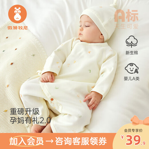 Wei Shi Muni Pregnant Mother's Gift Newborn Baby Pure Cotton Clothes Baby One-piece Clothes Gift Box 2-piece Gift Box Set (Four Seasons) 59cm