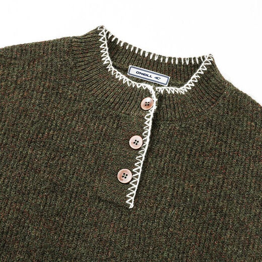 O NEILL American ONEILL brand American retro lazy casual Henry collar sweater men's trendy brand thickened sweater men's apricot L recommended 120-140Jin Jin equals 0.5 kg