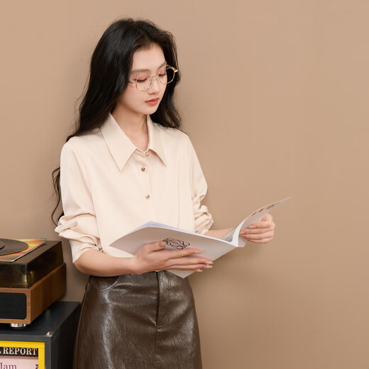 Sancai 2025 new winter shirt lapel loose shirt simple commuting layering Z