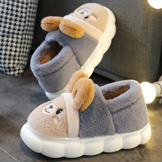 2025 Thick-soled Children's Cotton Shoes for Boys and Girls Home Indoor Non-Slip Home Warm Baby Parent-Child Cotton Slippers Upgraded Dark Gray Cotton Shoes 12 Size 36/37 Adult Children