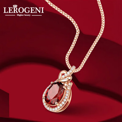 Lirokini necklace women's garnet red gemstone pendant 18 gold k high-end jewelry birthday commemorative gift garnet pendant