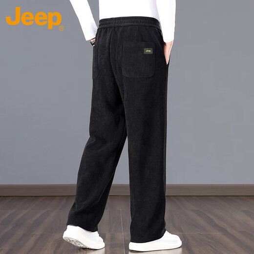 JEEP Casual Pants Men's Autumn and Winter Chenille Wide Leg Pants Men's Loose Pants Warm Sports Pants Dark Gray 3XL