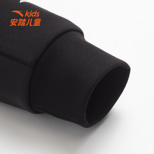 ANTA children's fleece sweatshirt for boys and girls 2025 winter new Chinese ice and snow series knitted pullover basic black-4 fleece 175 cm