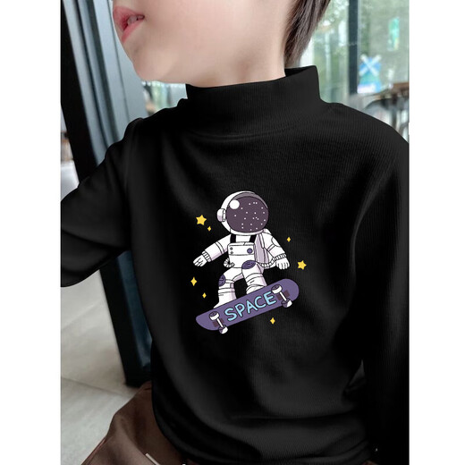 Boys' German velvet bottoming shirt, autumn and winter 2025 new style half turtleneck inner wear, warm long-sleeved T-shirt for middle and large children, trendy and cool blue Y2578 160