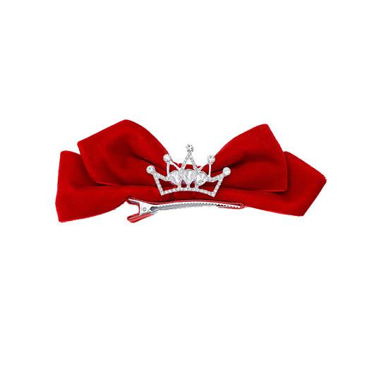 Children's hair accessories three-dimensional bow crown hairpin 2022 autumn and winter hairpin little princess crown girls headdress burgundy