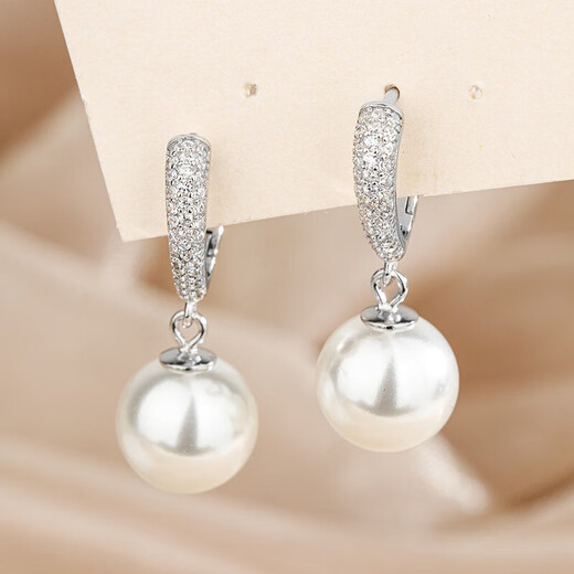 Lao Fengxiang Pearl Earrings Women's Earrings Feeling Earrings Women's 2025 New Birthday Gift Girls Silver Jewelry s925 Sterling Silver Heart Pearl Earrings Women's Earrings + Certificate + Brand Gift Box