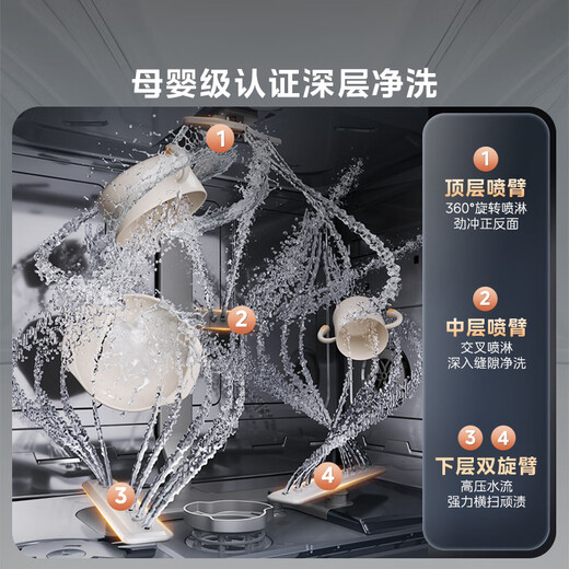Hualingmei Dishwasher Household 5+1 Set Fully Automatic Desktop Disinfection Small UP2 Pro 5 Sets Obsidian Black
