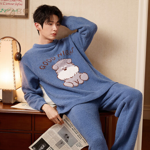 Gongdie thermal storage type miiiiichan couple pajamas for women, half velvet autumn and winter soft home clothes for men