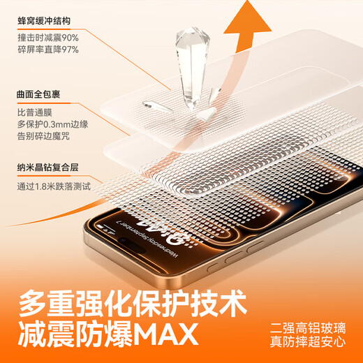 Langke guarantees compensation for damaged stickers丨AG zero-sensitive film suitable for iPhone17promax tempered film Apple 17ProMax mobile phone film ultra-thin anti-reflective high-definition full coverage anti-fingerprint