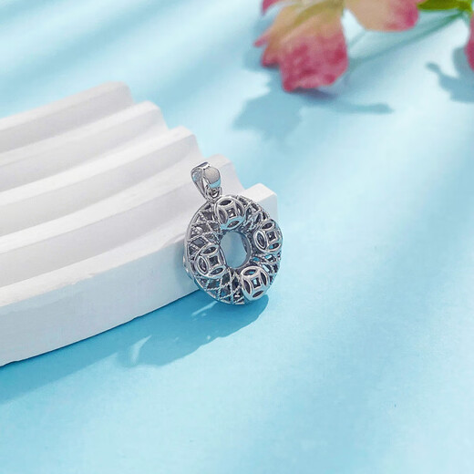 Beijing Gold Trading Center Co., Ltd. platinum pendant pt950 Fulu Ping An copper coin pattern gold wire Ping An buckle pendant free about 2.7g