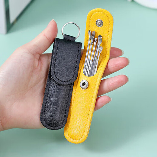 Other brands of ear picks, six-piece set of ear picking tools, stainless steel ear picks, leather bag, portable ear picks, 6-piece set of ear picks, 6 pieces