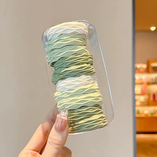 Hesiyu Seamless Matcha Green Hair Tie High Elasticity Rubber Band Hair Ins Headband Ponytail Thickened Matcha Green Mix and Match 10