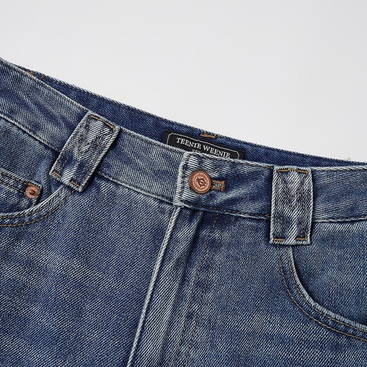Teenie Weenie Bear Damen Jeans 2025 Herbst Neue Retro Mode einfache lockere Hose Dunkelblau M.