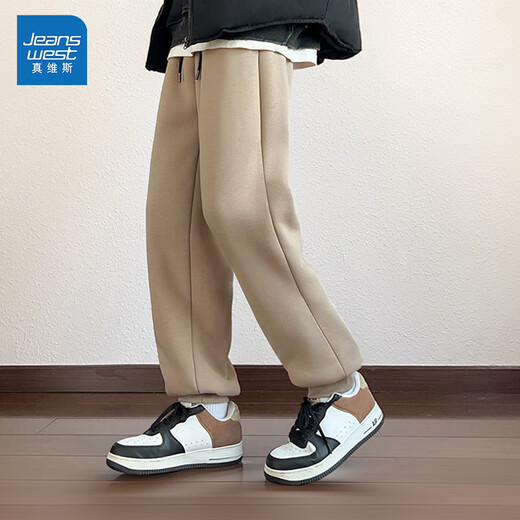 Jeanswest trousers winter men's new velvet thickened sherpa leggings trousers sports trousers boys warm northeastern cotton trousers