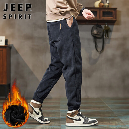JEEP SPIRIT Jeep pants men's casual pants men's autumn and winter velvet thickened warm corduroy sports pants
