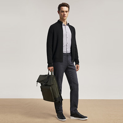 雅戈尔（YOUNGOR）毛衫男士秋冬青年男毛衫拉链开衫羊毛衫羊毛混纺面料2色合款 黑色VWHW619967ALA M 100c