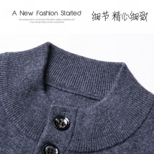 Wirpta high-end brand men's woolen sweater spring new single-breasted stand-up collar thin warm sweater fashionable casual knitted haqing (spot) L 170 (suitable for 120-130Jin Jin equals 0.5kg)