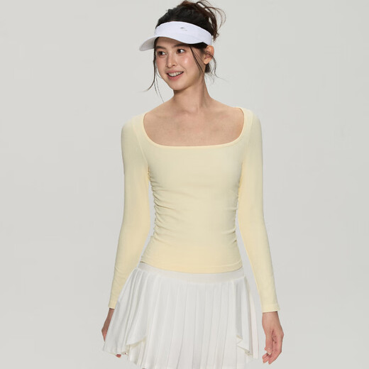 LULULOMDDW Pilates yoga long-sleeved women's slimming waist fitness t-shirt running training base shirt sports top navy blue S