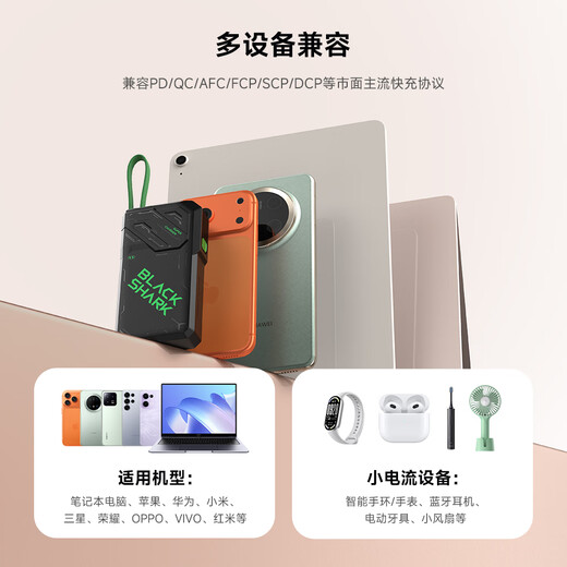 Black Shark 3C certified, can board airplanes/high-speed trains, comes with a wired power bank, 20,000 mAh, large capacity, high power, 55W fast charging mobile power supply and 40W suitable for Apple 17 and Xiaomi