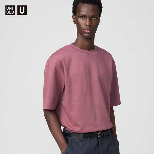 
Uniqlo men's clothing/same style master T AIRism loose round neck T-shirt five-point sleeve short sleeve 475355 15 Coral red L /175/100A