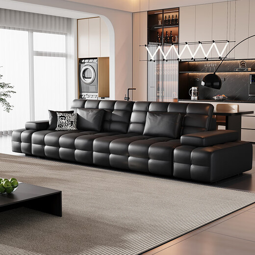 Zhien Government Subsidy Lawrence Flat Push Telescopic Italian Minimalist Zero Wall Electric Function Lazy Living Room Sofa Bed Three Motors 3.15 Meters Three Positions 2.0mm Contact Surface Genuine Leather