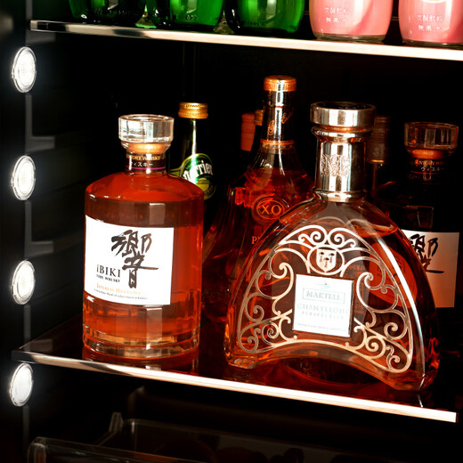 PULADI Arc Intelligent Frequency Conversion Double Door Double Temperature Red Wine Cabinet Constant Temperature Home Living Room Refrigerator Office Tea Retro Villa President Embedded Commercial Display Fresh Cabinet WIFI Retro Integrated Double Door Color Matching Wine Cabinet + Wine Cabinet 490L