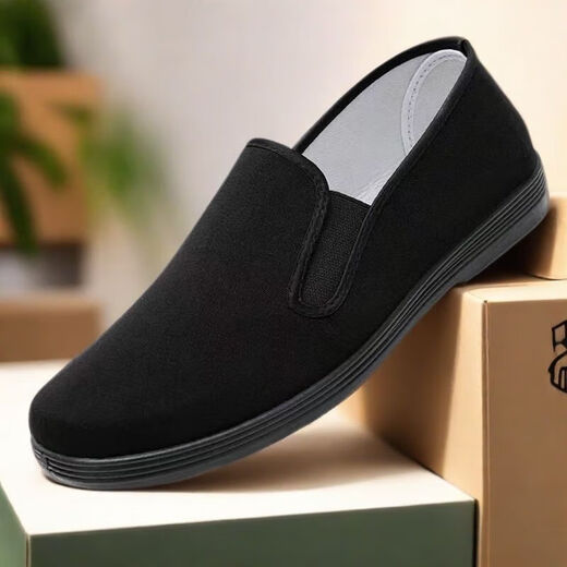 
Old Beijing cloth shoes men's shoes traditional thousand-layer sole breathable casual shoes one foot soft sole comfortable driving shoes work shoes black--all black sole cloth shoes 42