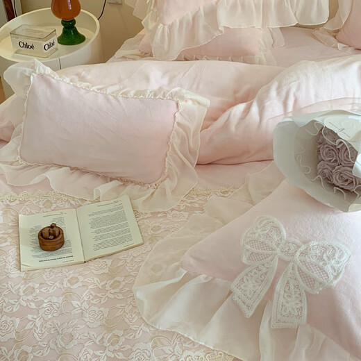 Mengjie Home Textiles 2025 New Princess Style Butterfly Fairy Thickened Baby Velvet Milk Velvet Four-piece Sheet Set Bed Cover Velvet Butterfly Fairy Yellow 100 Count 1.5 Bed Cover Four-piece Set (Duvet Cover 200*230cm)