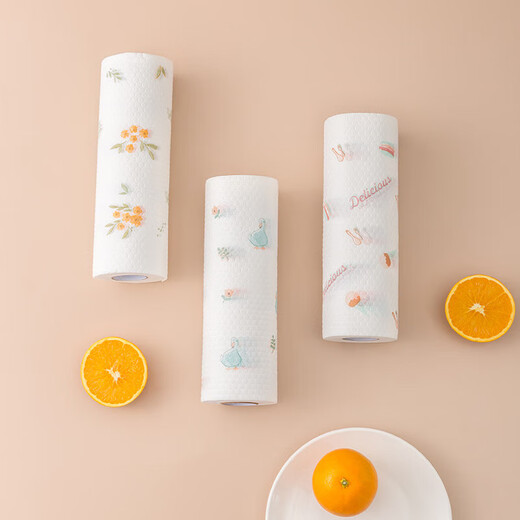 Lazy rag wet and dry for household cleaning kitchen paper special disposable dishwashing cloth absorbs water and is not easy to get oily 1 roll 50 tear reusable