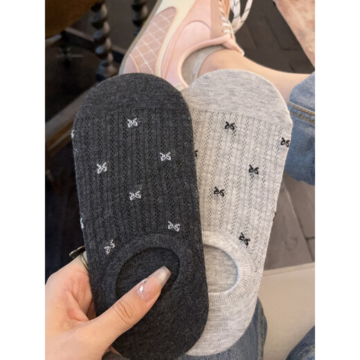 VCICTIOLIA Kojima's Summer Socks Women's Boat Socks Summer Style Low Cut Shallow Mouth Invisible Socks Anti-Slip No Falling Dark Gray + Medium Gray + Beige + White Gray One Size