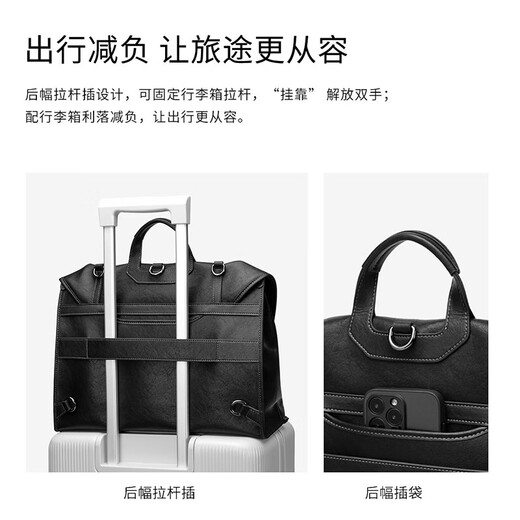 Golf (GOLF) business briefcase men's soft leather 14-inch laptop bag multi-functional one-shoulder cross-body backpack