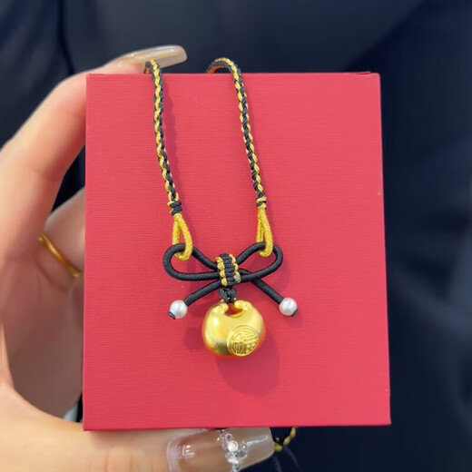 Wanke decorated with au999 gold fat blessing pendant gold necklace women's gold transfer beads imitation gold safety lock baby small fat blessing about 1 gram red rope necklace gold wrapped with silver