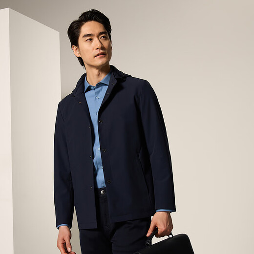 JODOLL navy blue hooded comfortable long-sleeved windbreaker men's business casual all-match urban commuter windbreaker navy blue XL 52