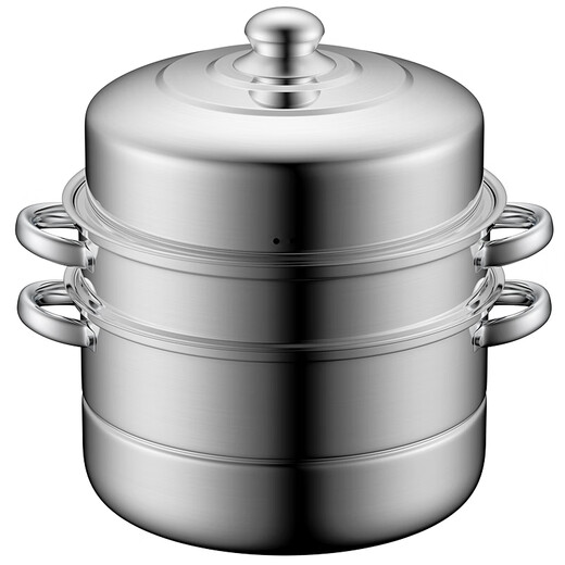 
BSITN stainless steel steamer three-layer 28cm household steaming bun pot thick steamer induction cooker gas stove general 1429