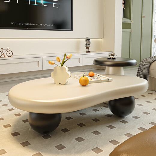 Seaworthy modern simple special-shaped cloud coffee table living room small apartment home high-end light luxury coffee table tea table tea table new combination black ball white table 100 + white frame black table 50