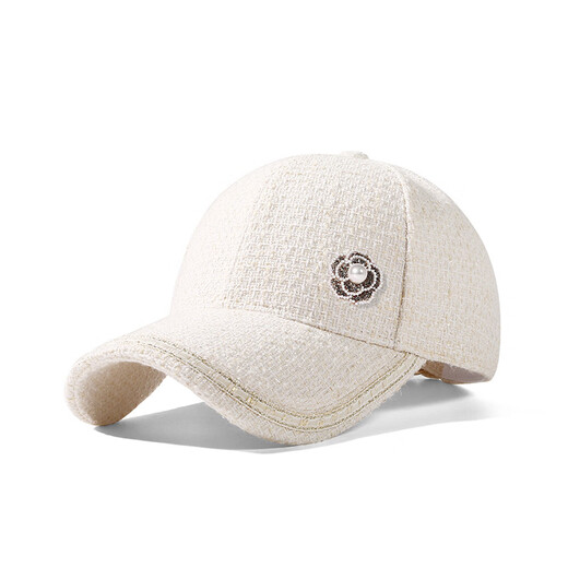 CACUSS Special Autumn and Winter Small Fragrance Style Baseball Cap for Women Elegant and Fashionable Versatile Cap Casual and Versatile Showing Face BQ230737 Black M(57-59cm