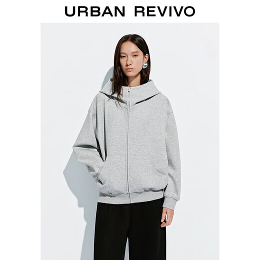 
UR2025 autumn new women's casual daily hooded zipper ultra-loose jacket UYY150093 medium gray flower gray (slightly loose) S (XS-S)