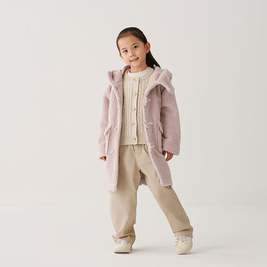 MUJI Children's Washable Fleece Horn Button Jacket Children's Boys and Girls Polar Fleece Coat 25 Winter CB31CC5A Pink 130/64A