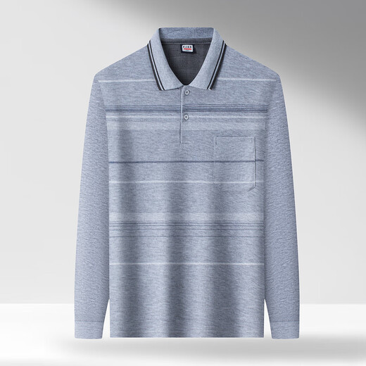 Dad's POLO shirt, middle-aged and elderly long-sleeved T-shirt, autumn loose casual lapel bottoming shirt, men's top new A816 Navy Blue Real Pocket XL (Height 150-185) (130-150Jin Jin is equal to 0.5 kg)