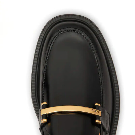 TOD S Authenticity Guaranteed Women's Gift Leather Loafers Black B999 Size 37